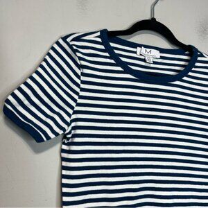 Magaschoni Striped Short Sleeve Ringer Tee Blue & White size M